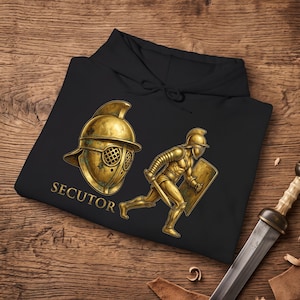 Secutor-Hoodie, Sweatshirt mit römischem Gladiatorenmotiv, Kriegerkunst aus dem antiken Rom, Geschenk für Geschichts- und Gladiatorenfans
