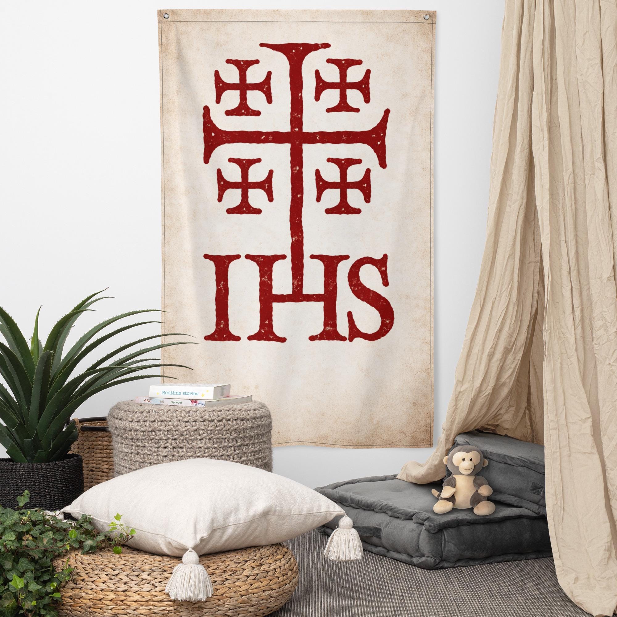 Knights Templar Banner - Crusaders Flag Wall Art - Battle-worn Medieval ...