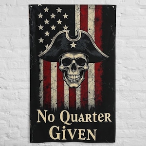 USA Pirate Flag - Skull And Crossbones Stars and Stripes - Rustic Nautical Wall Art - Patriotic Pirate Decor - Buccaneer Banner