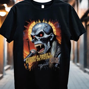 Pineapple Piza  Metalhead T-Shirt - Funny Heavy Metal Power Tee - Death Metal Humor Gift - Y2K Funny Metal T-Shirt - Gen Z Humor V1