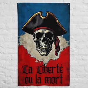 France Pirate Flag - Gothic Buccaneer Banner Skull Art - French Nautical Wall Decor - Military And Pirate History Gift