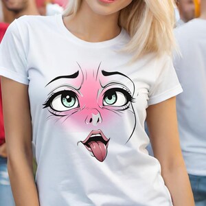 Simplistic Anime Ahegao T-Shirt - Minimalist Japanese Expression Tee for Subtle Otaku Style - Playful Anime Simple Shirt V3