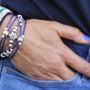 Star of David Beaded Leather Bracelet | Swarovski Elements | Judaica Jewish  | Tribal Bracelet | Boho Bracelet | Hanukkah Bat Mitzvah Gift