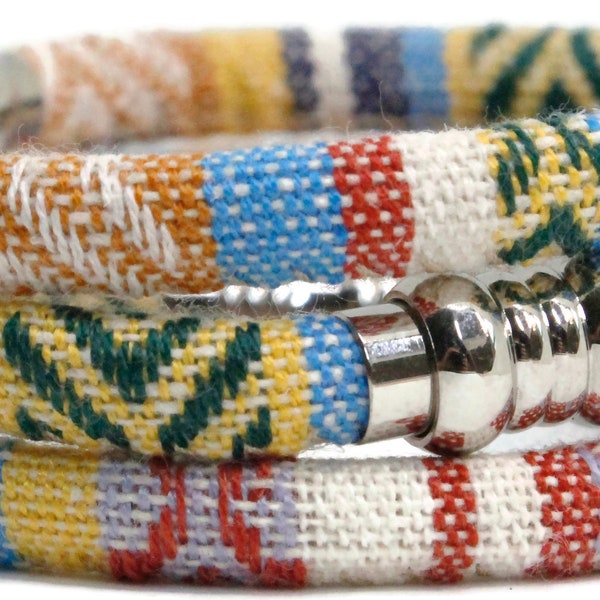 Men's Size YELLOW Woven Cotton Bracelet | Vegan Tribal Bracelet | Ethnic Bracelet | Unisex Bohemian Jewelry