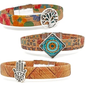 Choose Your Cork Bracelet | Natural Eco-Friendly | Starfish Anchor Heart Celtic Hamsa Turtle Tree of Life Skull | Vegan | Unisex |