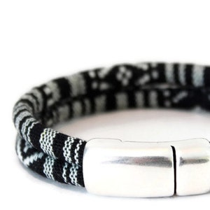 Men&#39;s Size BLACK & WHITE Euro Bracelet | Vegan Tribal Bracelet | Ethnic Bracelet | Unisex Bohemian Jewelry