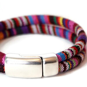Men&#39;s Size PURPLE-STRIPES Euro Bracelet | Vegan Tribal Bracelet | Ethnic Bracelet | Unisex Bohemian Jewelry