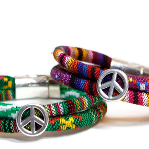 PEACE 100% Woven Cotton Bracelet In Choice Of Color | Boho Bracelet | Bohemian Jewelry| Unisex Bracelet |