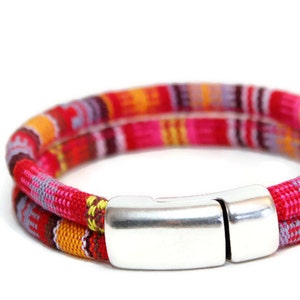 Men&#39;s Size RED-ORANGE Euro Bracelet  | Woven Ethnic Pattern | Tribal Bracelet | Ethnic Bracelet | Bohemian Bracelet For Him