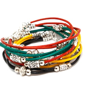 Bohemian Beaded Leather Bracelet or Anklet | Layering Bracelet | Hippie Bracelet | Boho Beaded Bracelet | Hippie Festival Jewelry