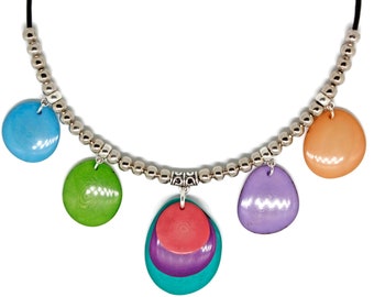 Eco-vriendelijke Tagua halsband ketting | Multicolor Kralen Ketting | Uniek design | Fair Trade Ecuadoriaanse Tagua Sieraden | Geschenken onder de 25 jaar