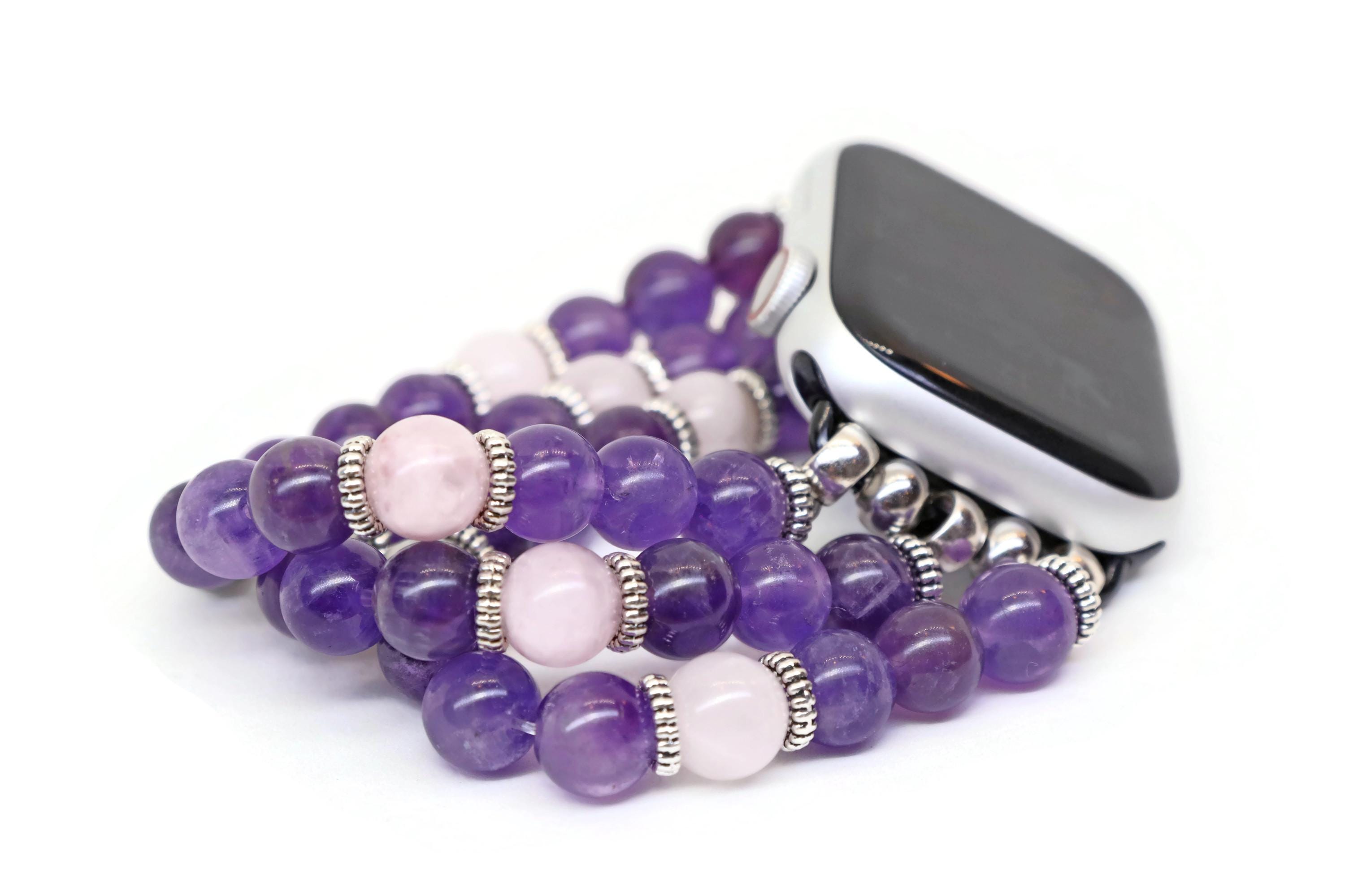 Southwestern Sterling Silver Amethyst Multi Stone Womans Beaded Watch 8\