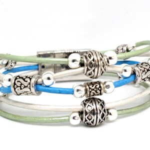 Beaded Leather Bracelet Silver Bali Beads Best Selling Bracelet Tribal Bracelet Beaded Jewelry Boho Bracelet Gift For Her image 7