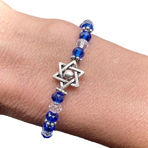 Glass Beaded Stretch Jewish Bracelet Select Star of David Evil Eye Hamza Charm Chanukah Hanukkah Gift Under 15 Bat Mitzvah Gift image 9