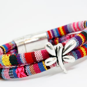 DRAGONFLY Woven 100% Cotton Bracelet | Dragon Fly Bracelet | Animal Jewelry | Choose Your Color | Vegan