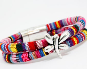 DRAGONFLY Woven 100% Cotton Bracelet | Dragon Fly Bracelet | Animal Jewelry | Choose Your Color | Vegan