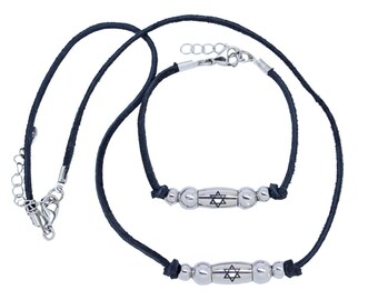 Jewish Star of David Stainless Steel & Suede Bracelet or Necklace | Jewish Jewelry Gift