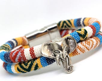 ELEPHANT Woven 100% Cotton Bracelet In Choice Of Color | Animal Bracelet | Unisex Jewelry | Choose Your Color | Vegan Jewelry