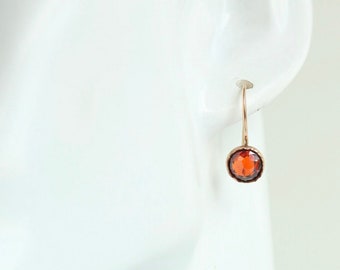 Tiny Garnet drop earring