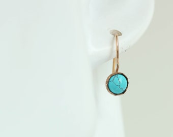 Tiny turquoise drop earring