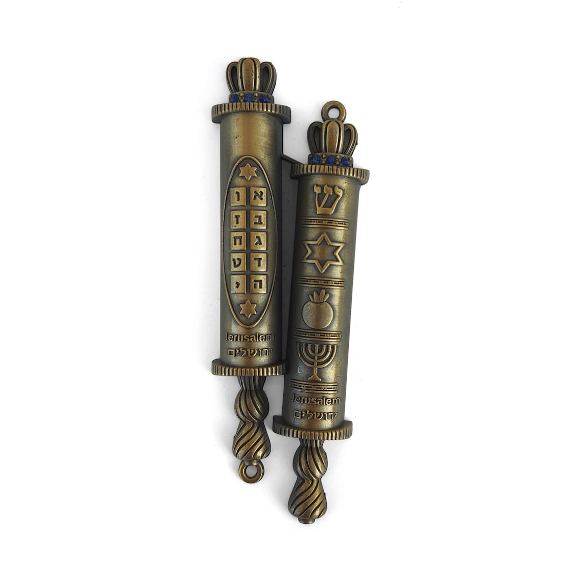 Torah Door Mezuzah With Jewish Symbols Menorah Shadai Ten Etsy
