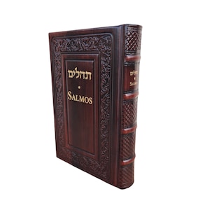 Psalms Libro De Los Salmos Judaica Tehilim Book Hebreo Spanish Leather Cover