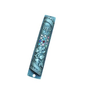 Door Mezuzah with 12 Stones of the Breastplate Fits For 9.5 Parchement
