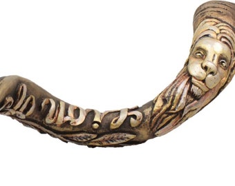 Amazing Engraved Yemenite Kudu Horn  Shofar - Lion Of Judah And Jerusalem  39-41 Inches