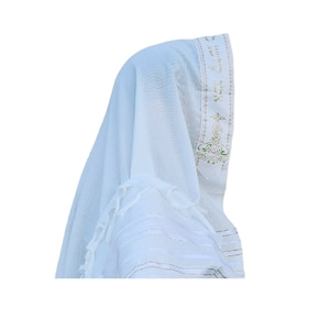 Men KosherTallit Prayer Shawl, White/Gold Stripes Tallis Made In Israel