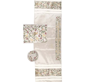 Embroidered Floral Tallit Prayer Shawl for Women: Kosher Bat Mitzvah Gift