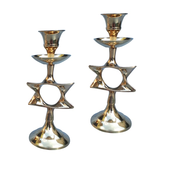Pair Of Candlestick Shabbat Candle Holder -5.5 Inch Height Made of Brass/Copper