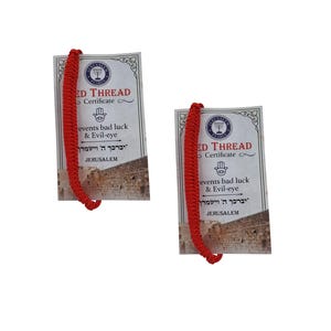 Par de pulseras ajustables con cordón rojo de la Cábala de Jerusalén para protegerse del mal de ojo.