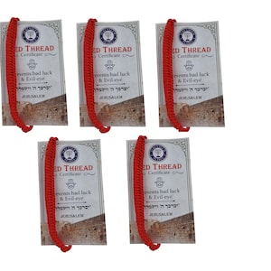 KABALLAH red strings, 5 Jerusalem Evil Eye Bracelets Adjusatble Size