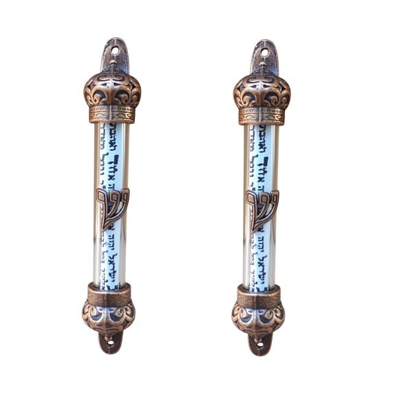 Set Of 2  Door Mezuzah's & scroll, Judaica Israel gift With Scripture Parchment Non Kosher Klaf