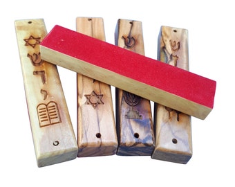 Olive Wood 5 Mezuzah Case - Fit For 7 Cm Scroll