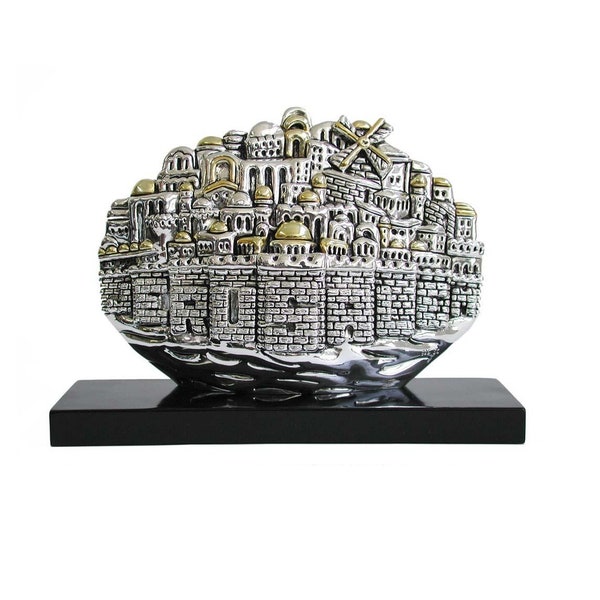 Old City Of Jerusalem Panoramic Model Stand Silver Plated