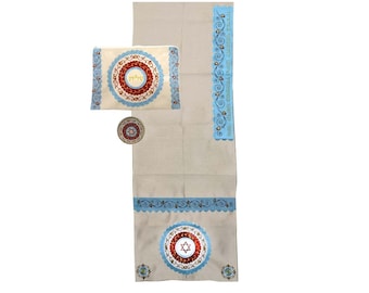 Embroidered Kosher Tallit Prayer Shawl for Women, Star of David with Matching Bag