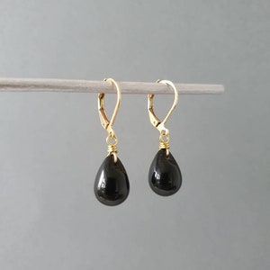 Black Teardrop Earrings Dangle Earrings Minimalist Jewelry Gifts For Her