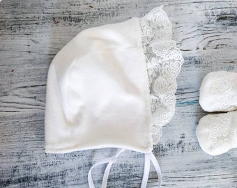 Cappellino da battesimo, cappellino in pizzo, cappellino in velluto, cappellino da battesimo, cappellino in pizzo per bambina, cappellino bianco caldo
