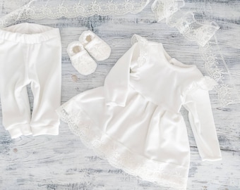 Abito da battesimo, abito bianco per bambina, abito da battesimo per bambina, abito da battesimo in pizzo, abito da battesimo in velluto per bambina