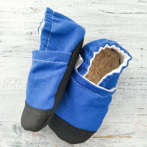 Royal Blue Baby Booties: Soft Cotton Flannel Shoes
