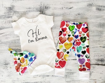 Gender neutral coming home outfit Rainbow baby Coming Home Outfit Personalized Newborn Outfit Baby coming home set