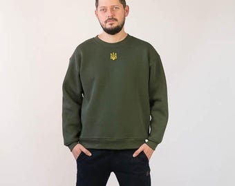Zelensky outfit, embroidered Ukraine trident, zelenskyy sweatshirt, Ukraine trident hoodie, Ukraine  trident sweatshirt