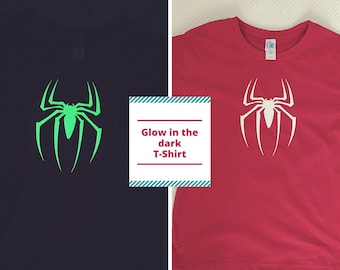 spider t-shirt kids glow in the dark T-Shirt spider web kids tee boys t-shirt girl tee birthday gift spider man t shirt