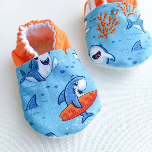 Shark baby shoes blue orange baby shoes 1st birthday outfit baby summer shoes baby moccasins toddler moccs baby neutral shoes