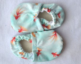 gold fish baby shoes soft shoes for baby turquoise baby shoes fish baby booties marine baby shoes turquoise baby slippers toddler shoes
