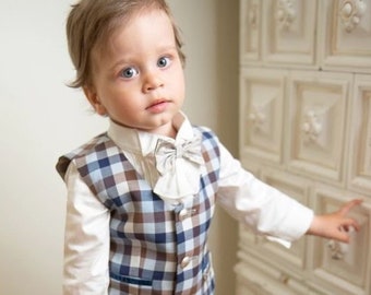 King Blue - Elegant suit for boys with jabot, Ring Bearer Outfit, First Birthday Suit, Custom Made Suit, Special Occasion Suit