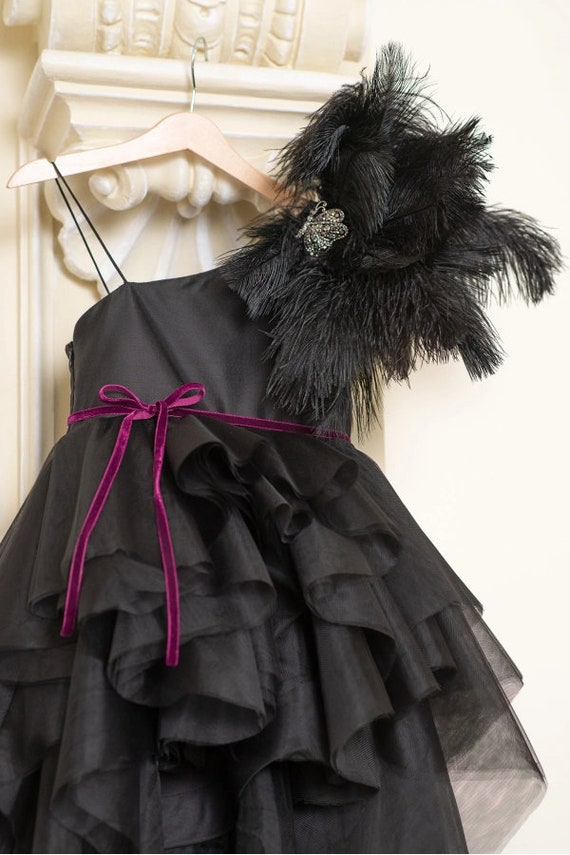 Enchanted Night - Black Tutu Dress With Feathers and