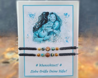 wunderschöne Partnerarmbänder mit Halbedelsteinen türkis-Jaspis, Armbandset 2 Armbändern, Armband für Freundinnen, Schmuck für Paare