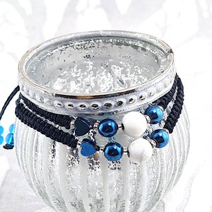 A bracelet for friendship, partner bracelets, best friend semi-precious stones blue hematite, howalite white heart, sustainable couple bracelet image 5